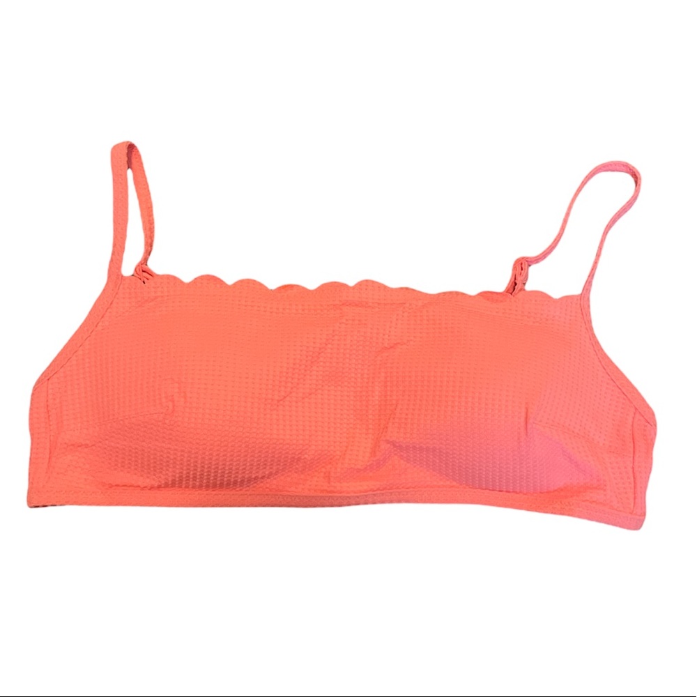 Juniors Aerie Waffle Scalloped Bandeau Bikini Top Sz L